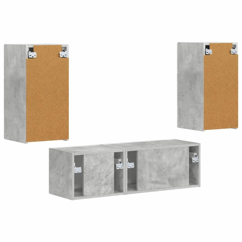 Set di Mobiletto da TV a Parete 4 pcs Grigio cemento