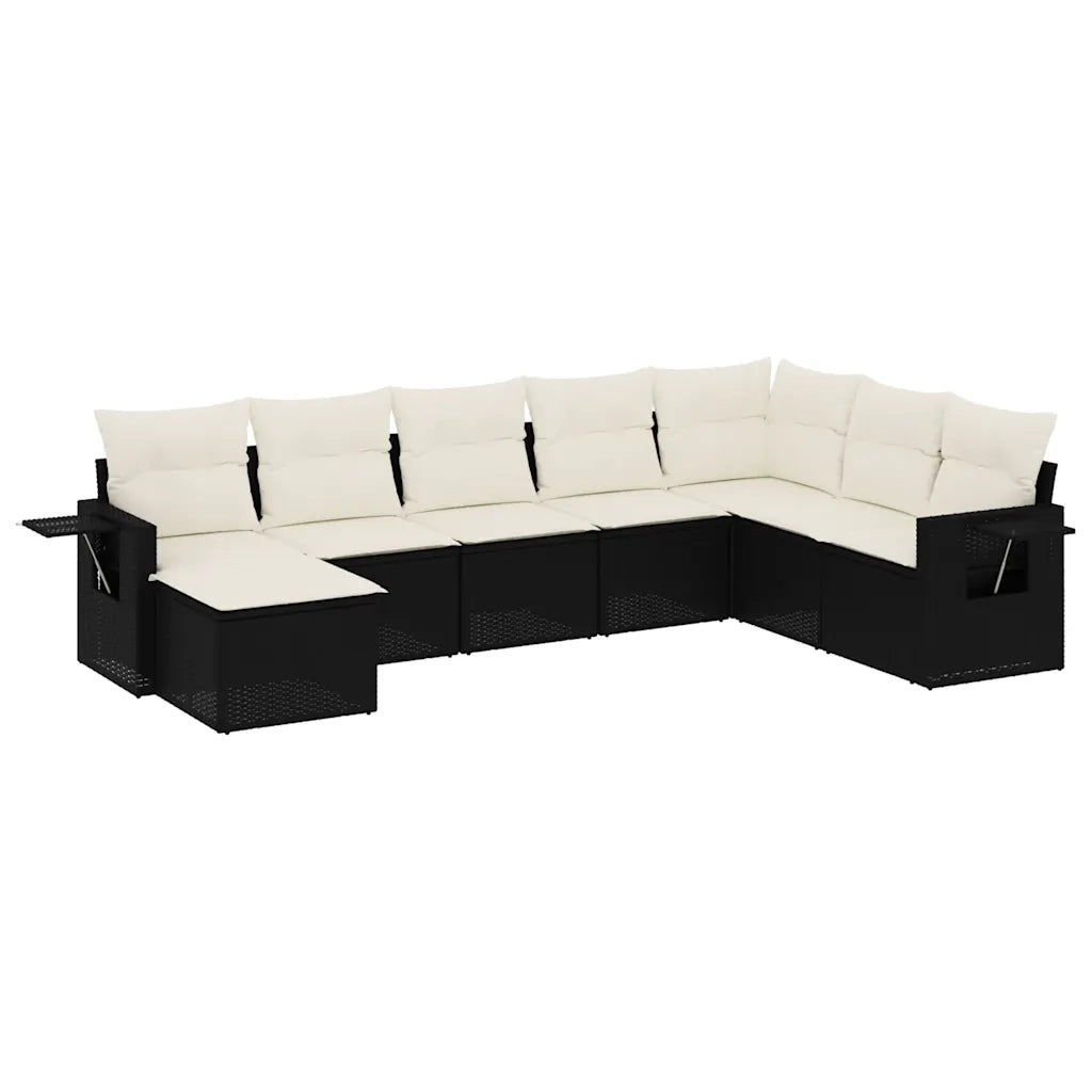 vidaXL Set Divani da Giardino con Cuscini 8 pz Nero in Polyrattan