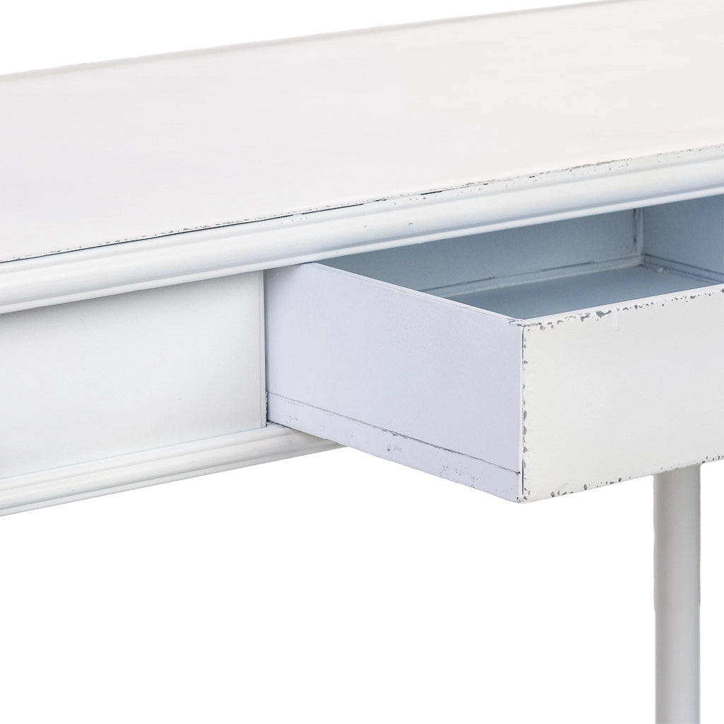 Mobili d'ingresso 1 cassetto e ripiano in metallo bianco 120x41x75h cm