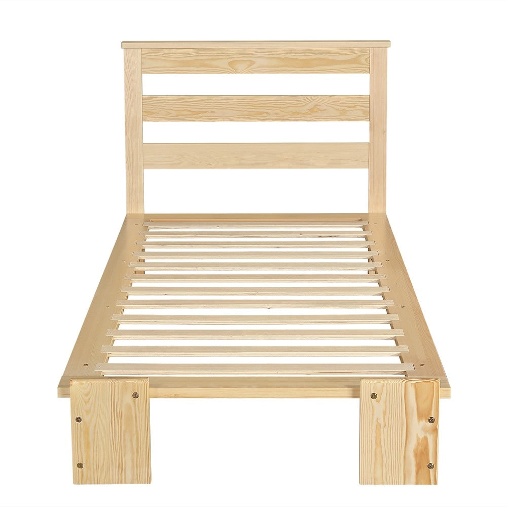 Letto Singolo Imbottito per Bambini ¨C Xylo ¨C Pino Naturale, Testiera, Rete a Doghe, 90x200