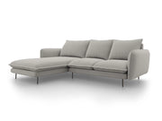 Cosmopolitan Design - Divano angolare sinistro "Vienna" 5 posti in tessuto strutturato grigio chiaro 