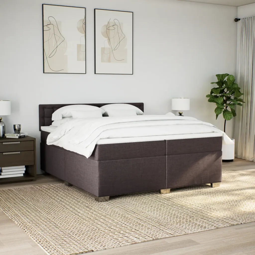 Giroletto a Molle con Materasso Marrone Scuro 200x200cm Tessuto 3288312