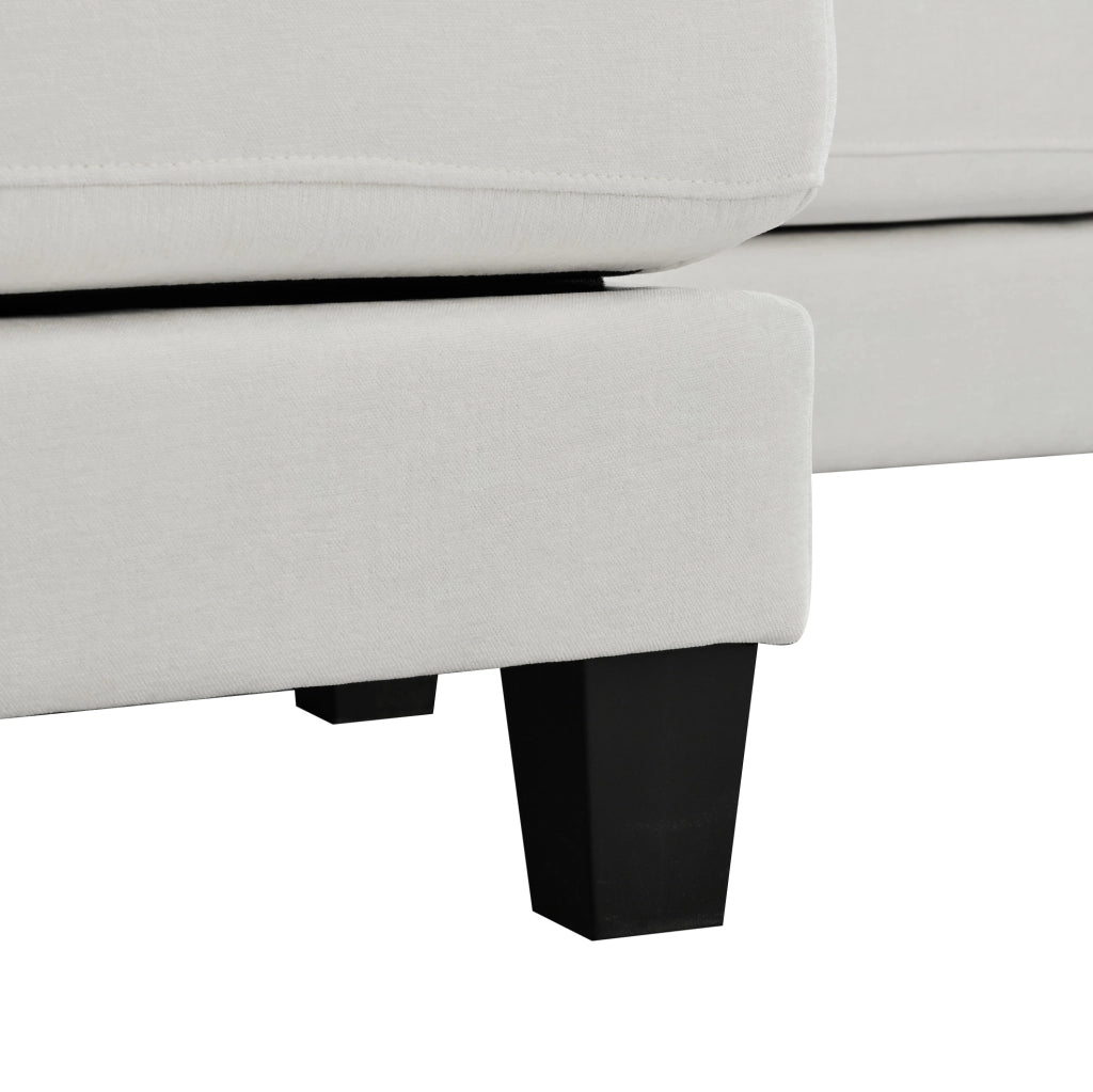 Divano a U per 4 persone in tessuto ciniglia beige con doppia chaise longue e cuscini comodi