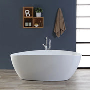 Vasca da bagno moderna freestandig in marmo resina a barca bianca 157cm Badok Moray