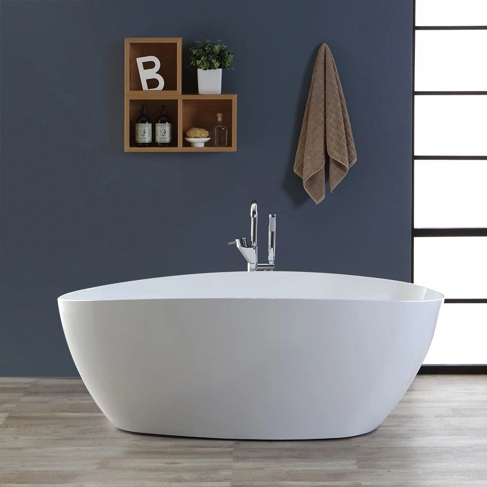 Vasca da bagno moderna freestandig in marmo resina a barca bianca 157cm Badok Moray