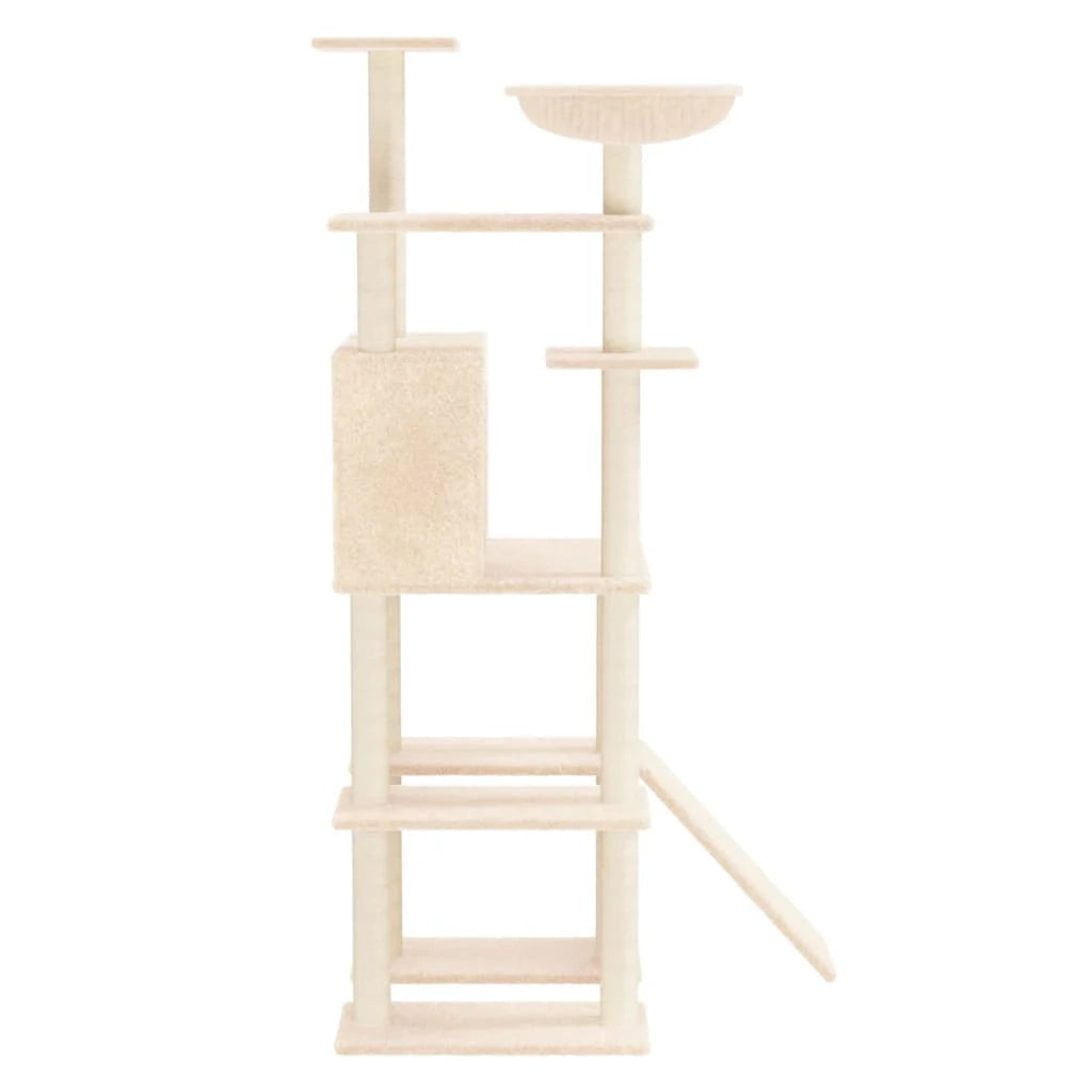 Tiragraffi per gatti torre per arrampicata giocattolo piattaforma per arrampicata con tiragraffi in sisal 166 cm crema 02_0022492