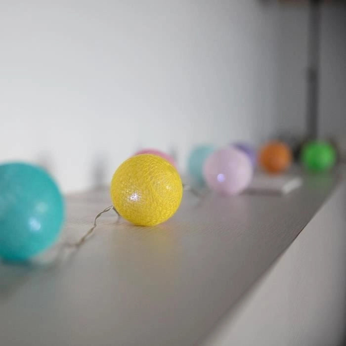 Ghirlanda di luce solare - LUMISKY - MIMY COLORS SOLAR - 3,80 m - Batuffoli di cotone - 10 lampadine - LED bianco caldo