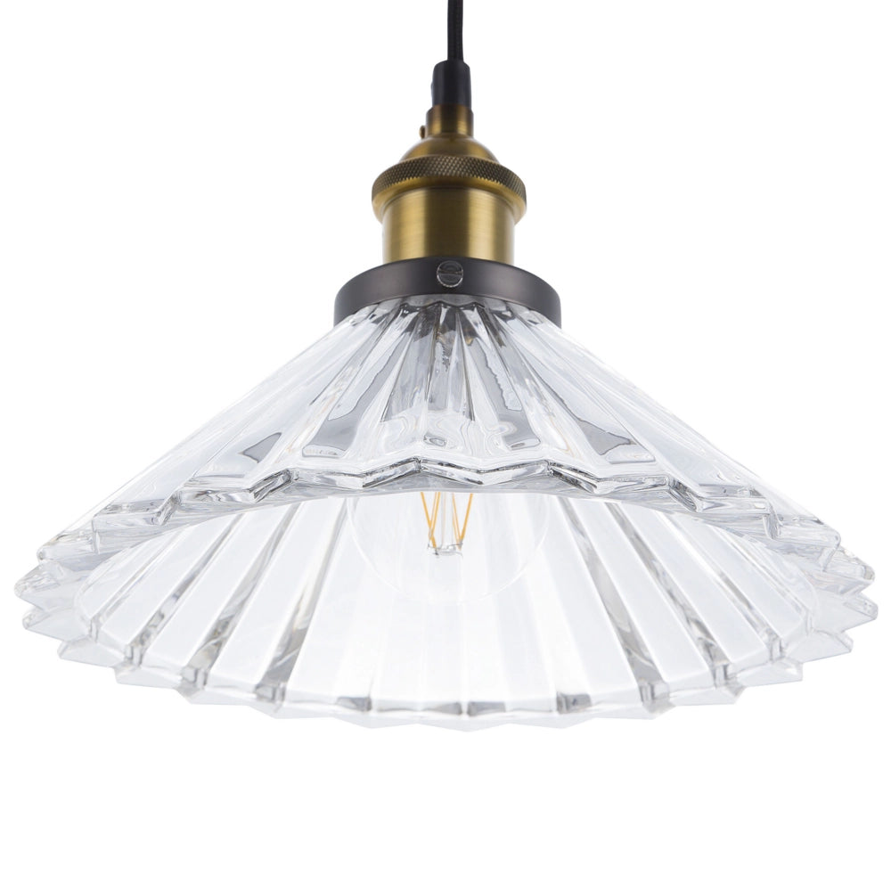 Lampada a Sospensione Vetro Trasparente Metallo Forma Rotonda 1 Luce Classica