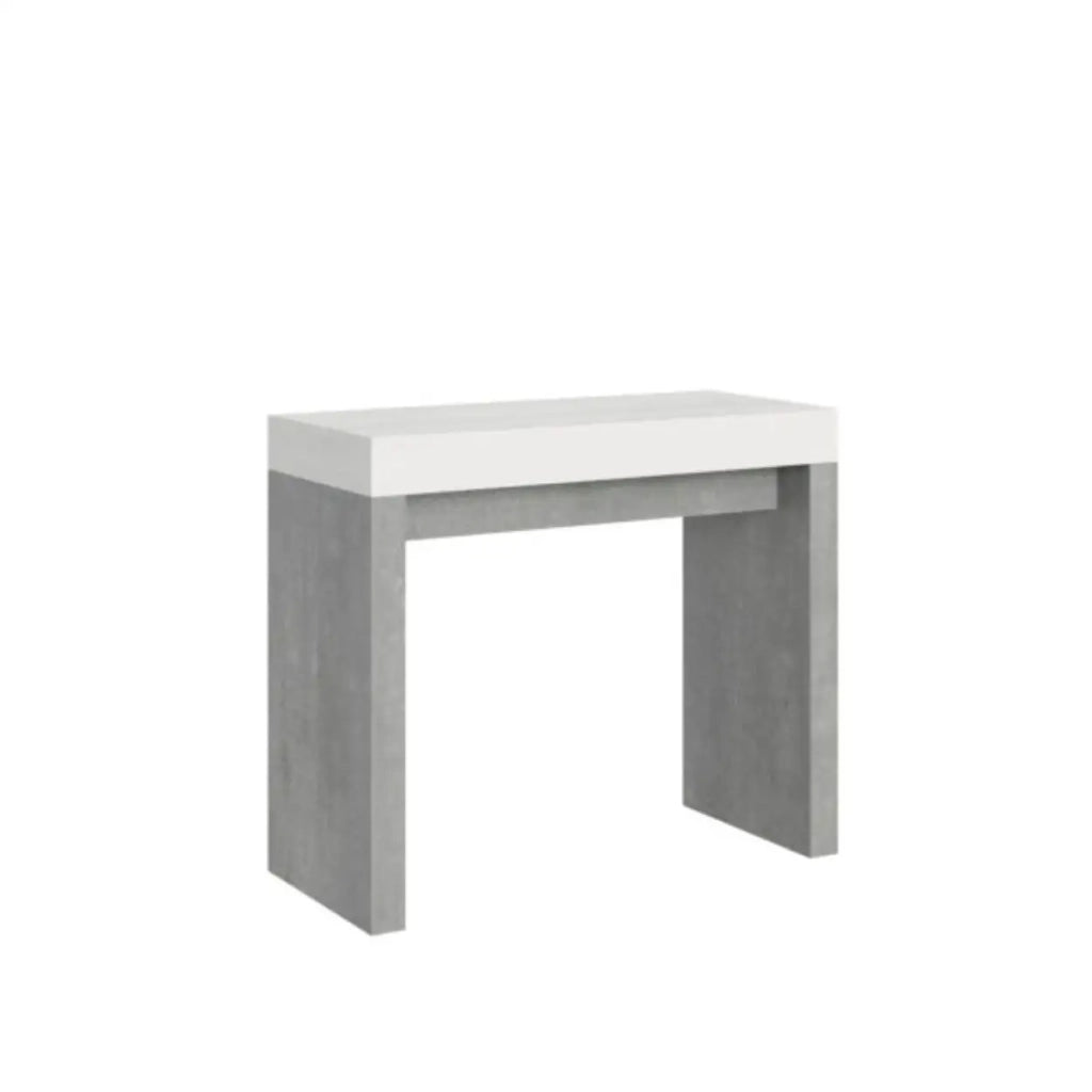 Consolle allungabile 90x40/300 cm Roxell Mix piano bianco frassino - struttura cemento