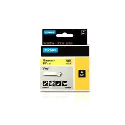 Dymo rhino etichette industriali in vinile autoadesive | rotolo da 19 mm x 5,5 m | stampa nera su giallo - 18433