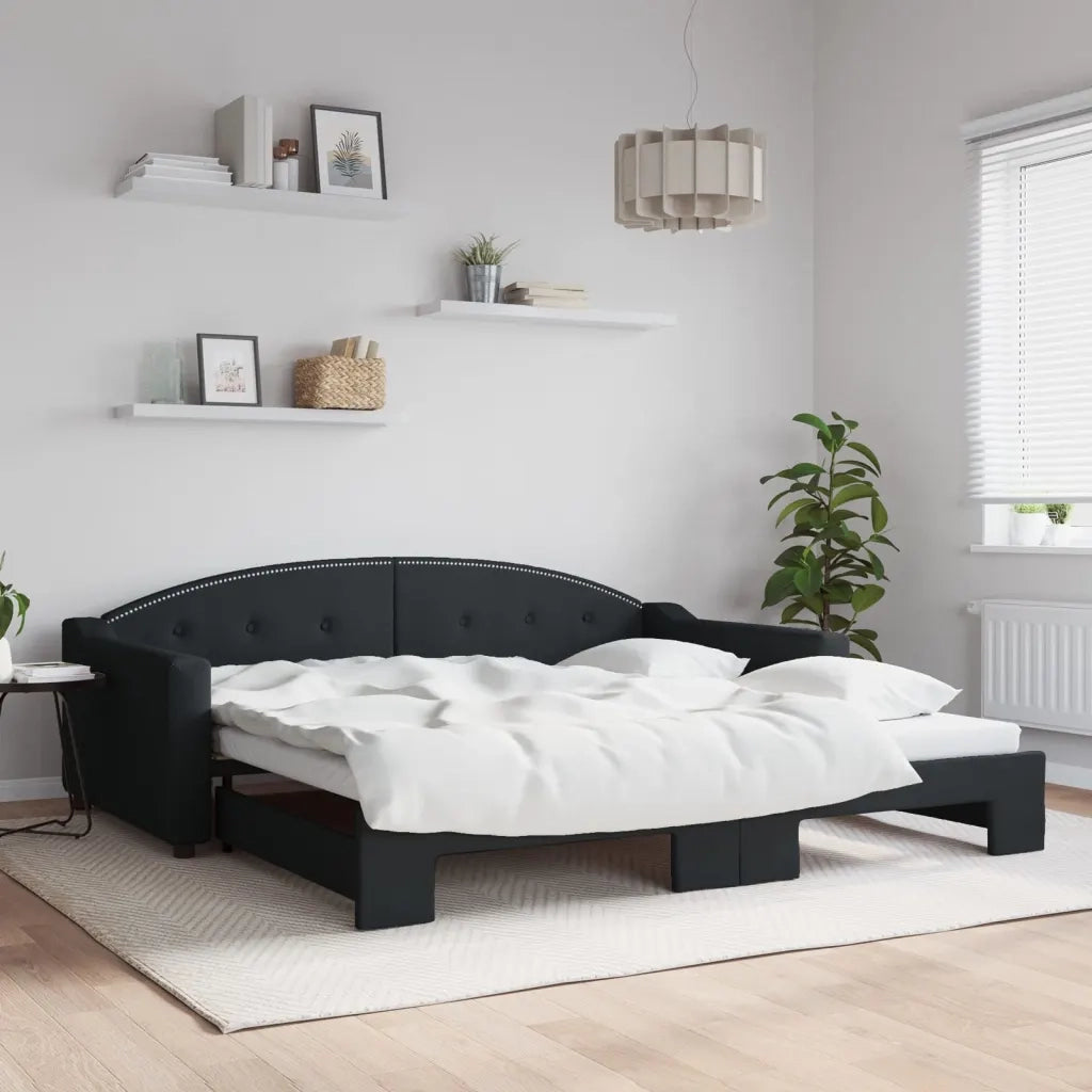 Divano letto | Sof¨¤ letto | Letto singolo Estraibile Nero 100x200 cm in Tessuto