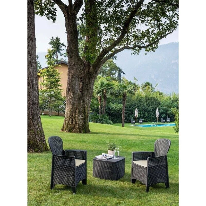 MAURY'S SALOTTINO ALESSIA DA GIARDINO CON CUSCINI 3 PZ ANTRACITE