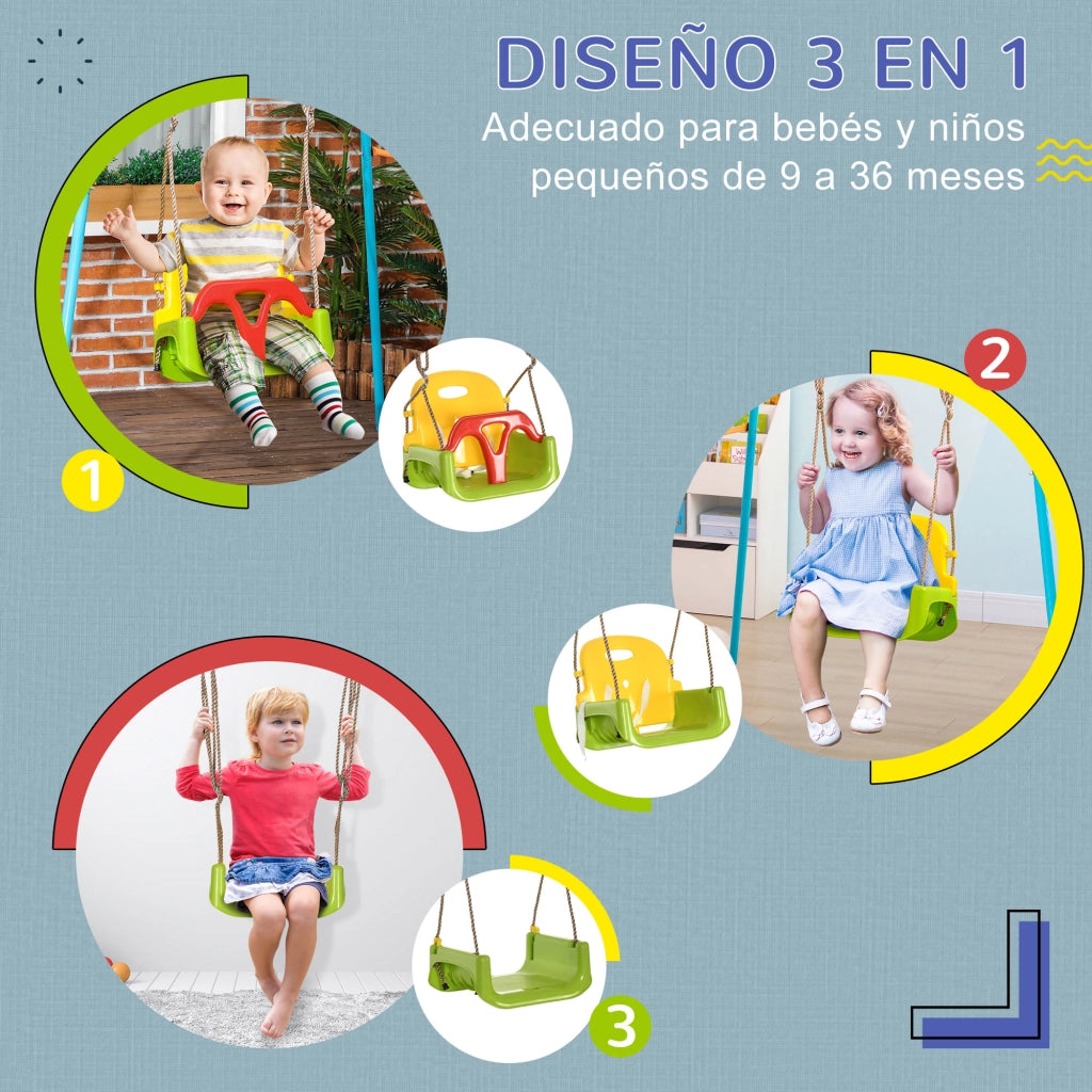 Altalena per Bambini con Schienale Regolabile ¨C Zephmum ¨C 42x33x120-180 cm Multicolore