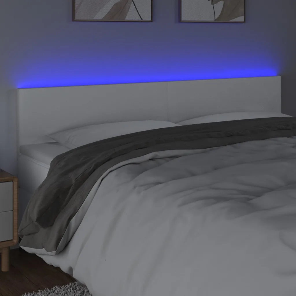 Testiera Bianca a LED-Testata-Testiera Decorativa 160x5x78/88 cm in Similpelle 969313
