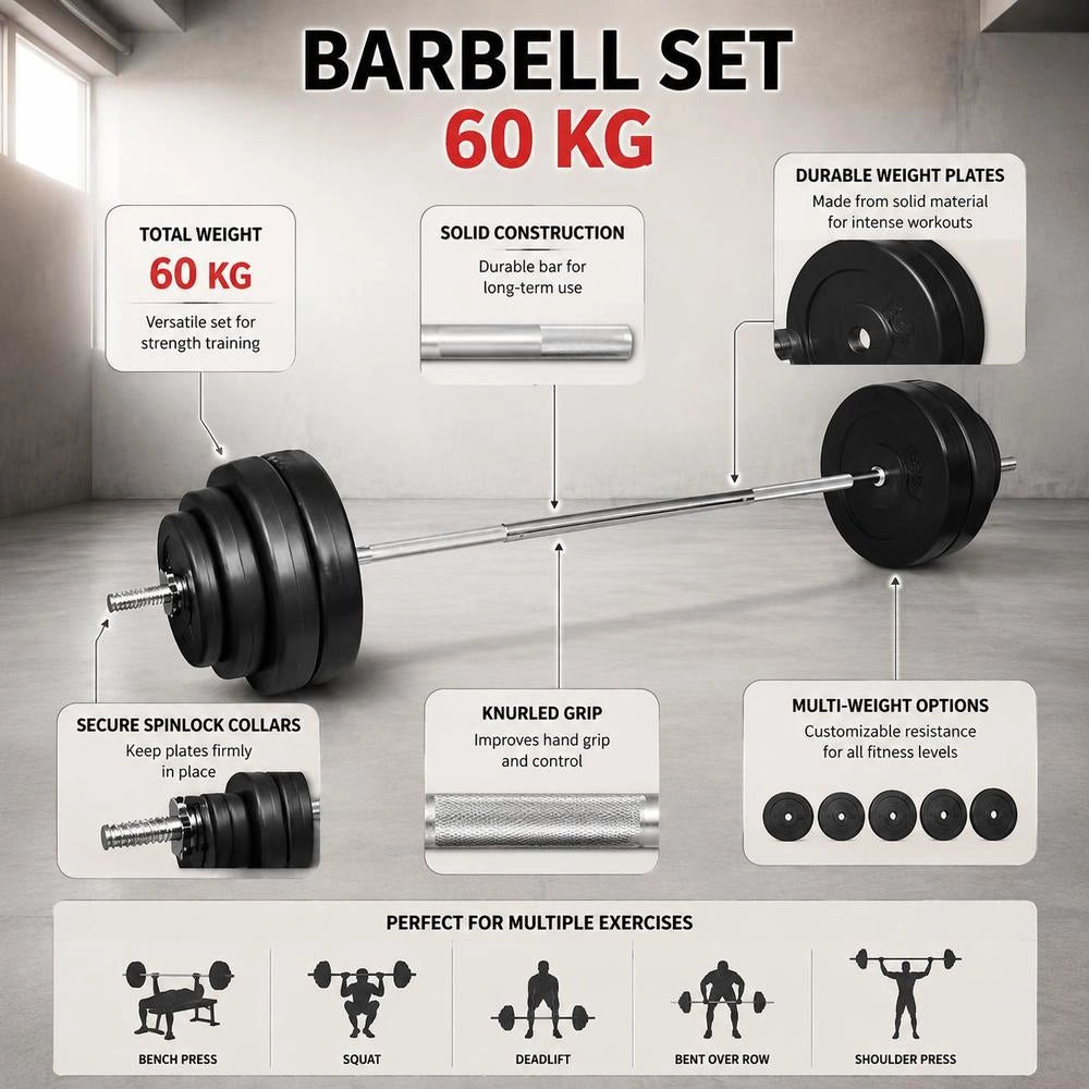 Barbell With Weight Set 60 Kg