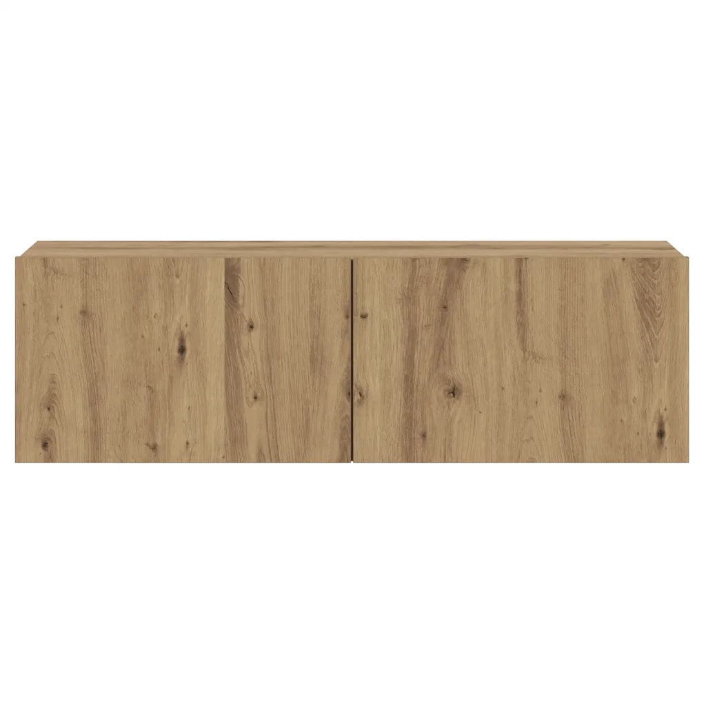 Mobile TV a Parete Rovere Artigianale 100x30x30cm in Truciolato 856019