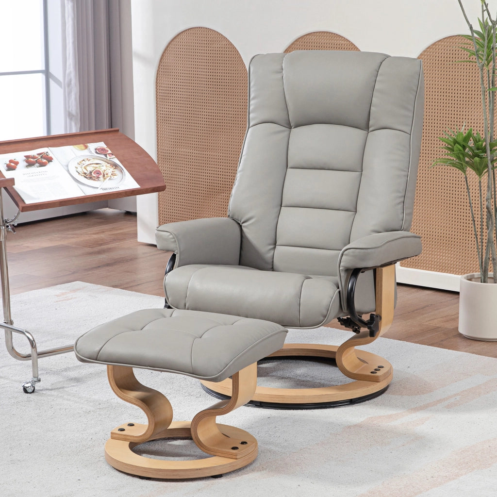 Poltrona relax reclinabile girevole con poggiapiedi ¨C Zephmum ¨C Grigio tessuto struttura legno