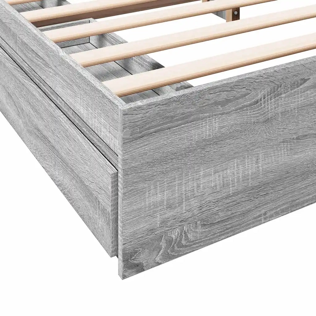 Letto matrimoniale | Letto per adulti | Giroletto Cassetti Grigio Sonoma 180x200 cm Legno Multistrato
