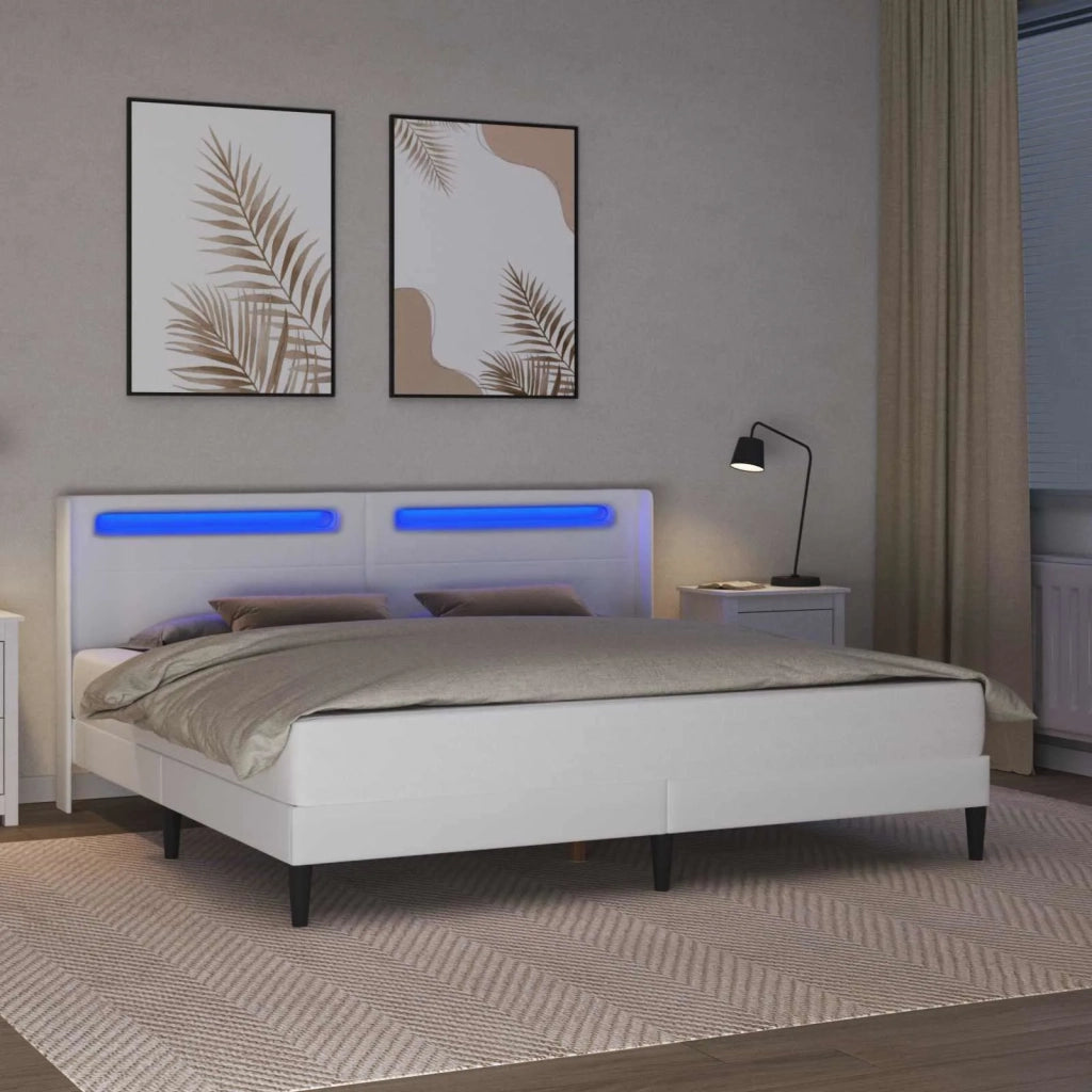 Struttura del letto con testiera Bianco 200 x200 cm Similpelle