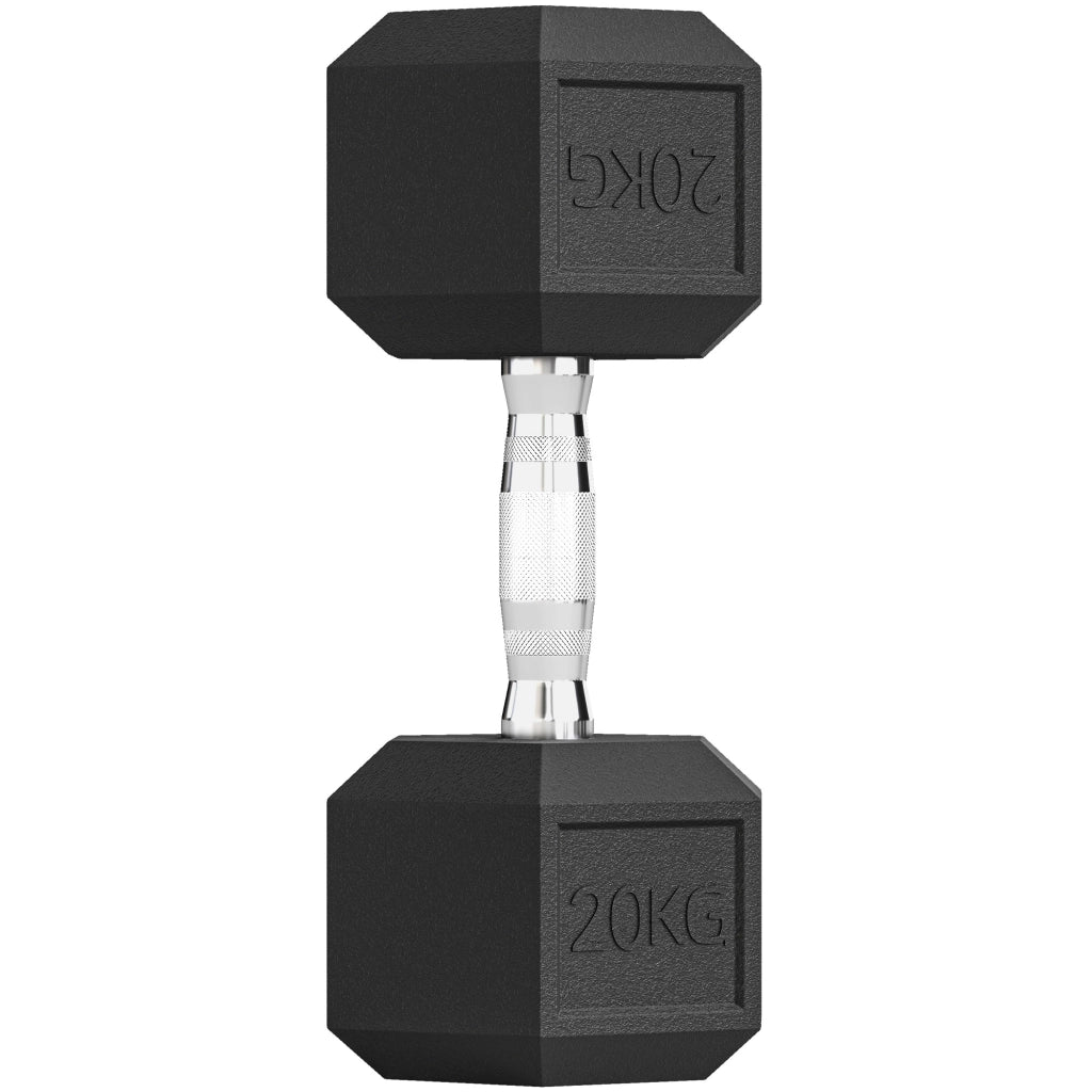 Manubrio Esagonale da 20kg in Acciaio e Gomma per Workout in Palestra, Casa e Ufficio, Nero