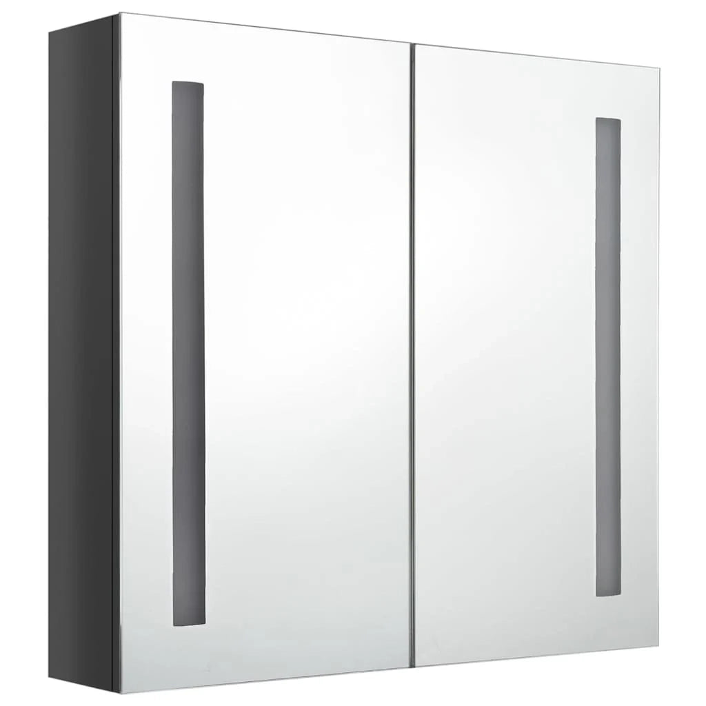 Mobiletto da bagno con specchio luminoso a LED 62 x 14 x 60 cm grigio 02_0006603