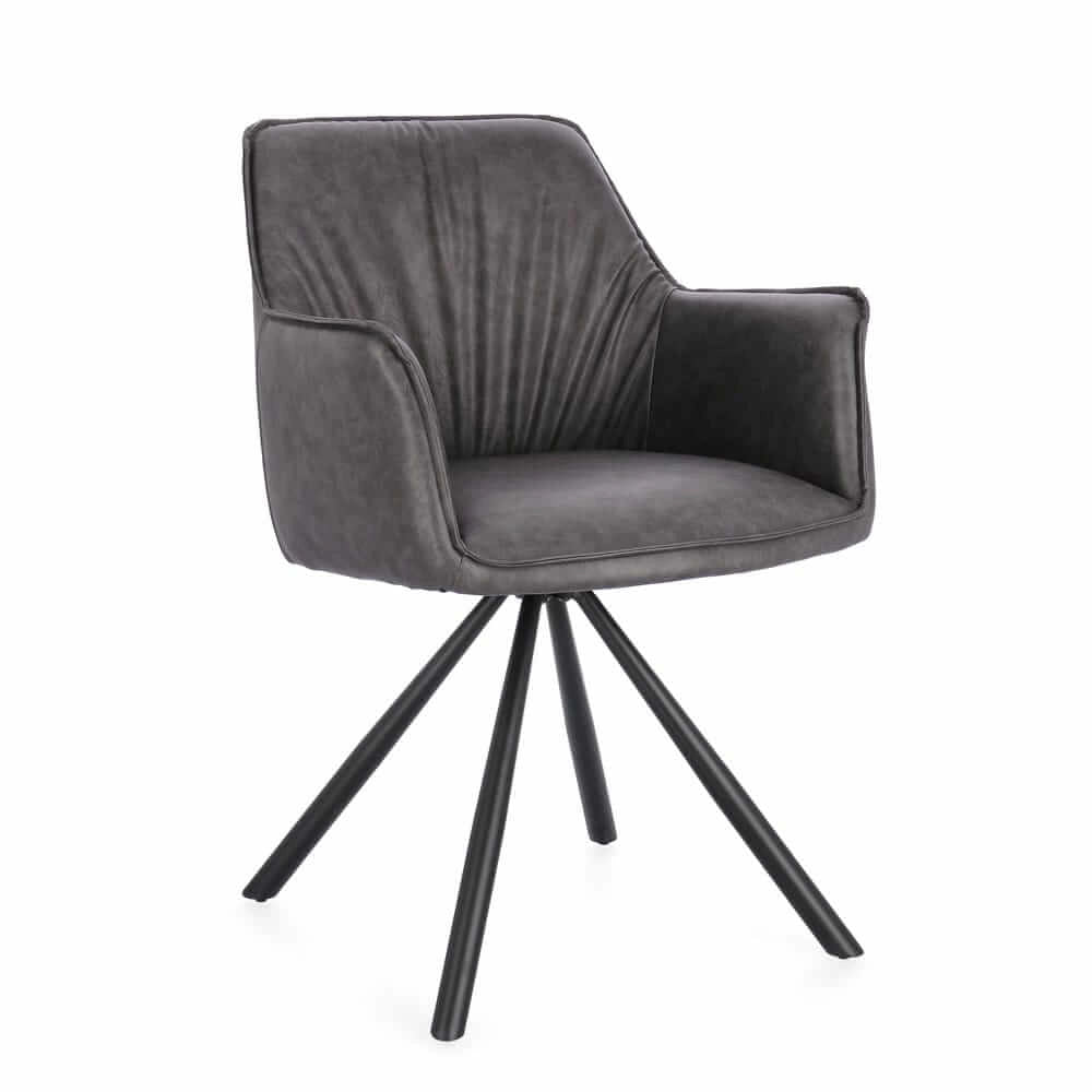 Set di 2 Sedie con Braccioli Girevoli in Similpelle con Gambe in Acciaio - LAVELLE