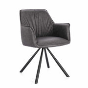 Set di 2 Sedie con Braccioli Girevoli in Similpelle con Gambe in Acciaio - LAVELLE