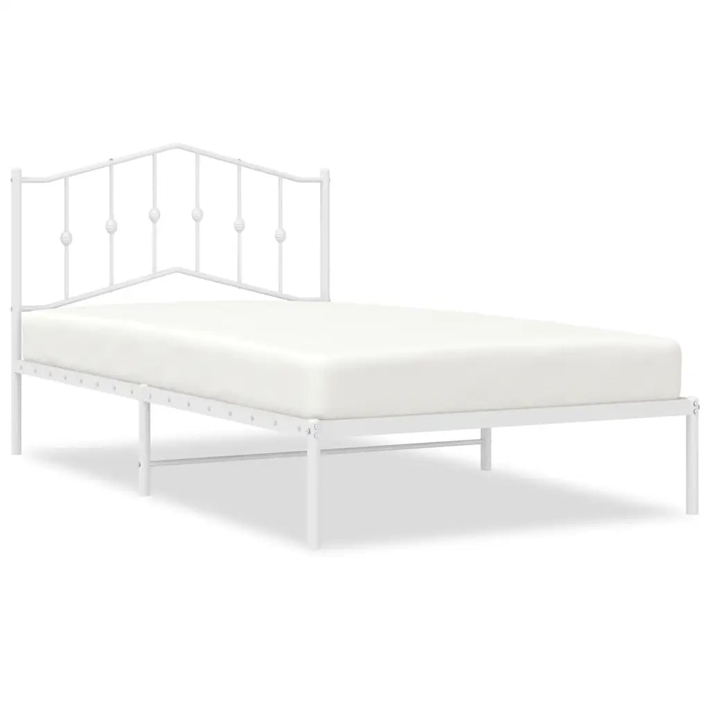 Giroletto con Testiera-Struttura Letto con testiera Metallo Bianco 100x200 cm 706820