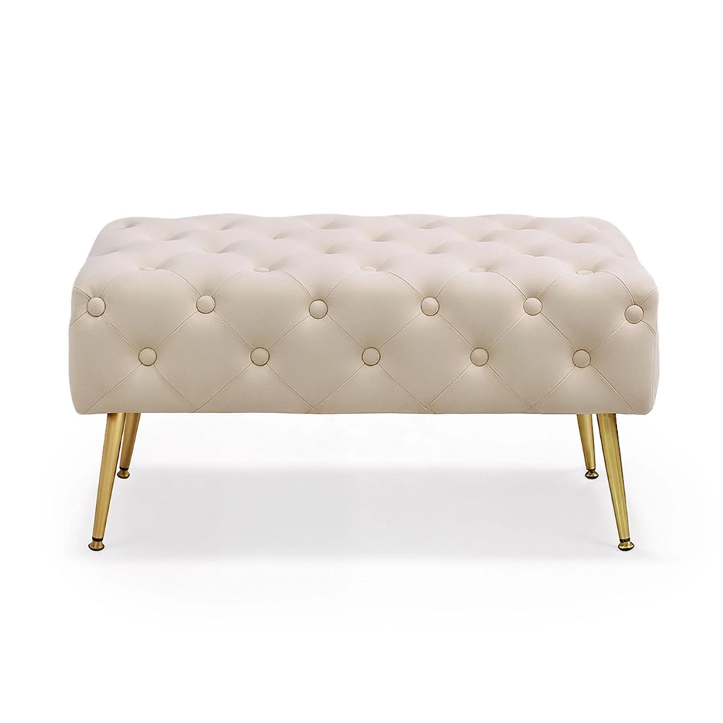 Panca imbottita in velluto trapuntato 80 cm MADRID Beige