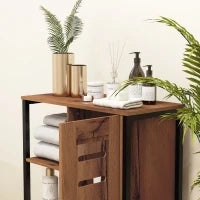 kleankin Mobile da Bagno su Piede Design Industriale Struttura in Acciaio 3 Ripiani Aperti, 60 x 30 x 85 cm, Marrone Rustico