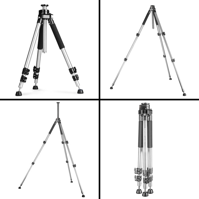 Mantona Basic Fortis 161S Treppiede fotografico - treppiede in alluminio senza testa a sfera, altezza da 35 a 161 cm, capacità di carico 10 kg, peso 3,02 kg, stabile e funzionale, con borsa