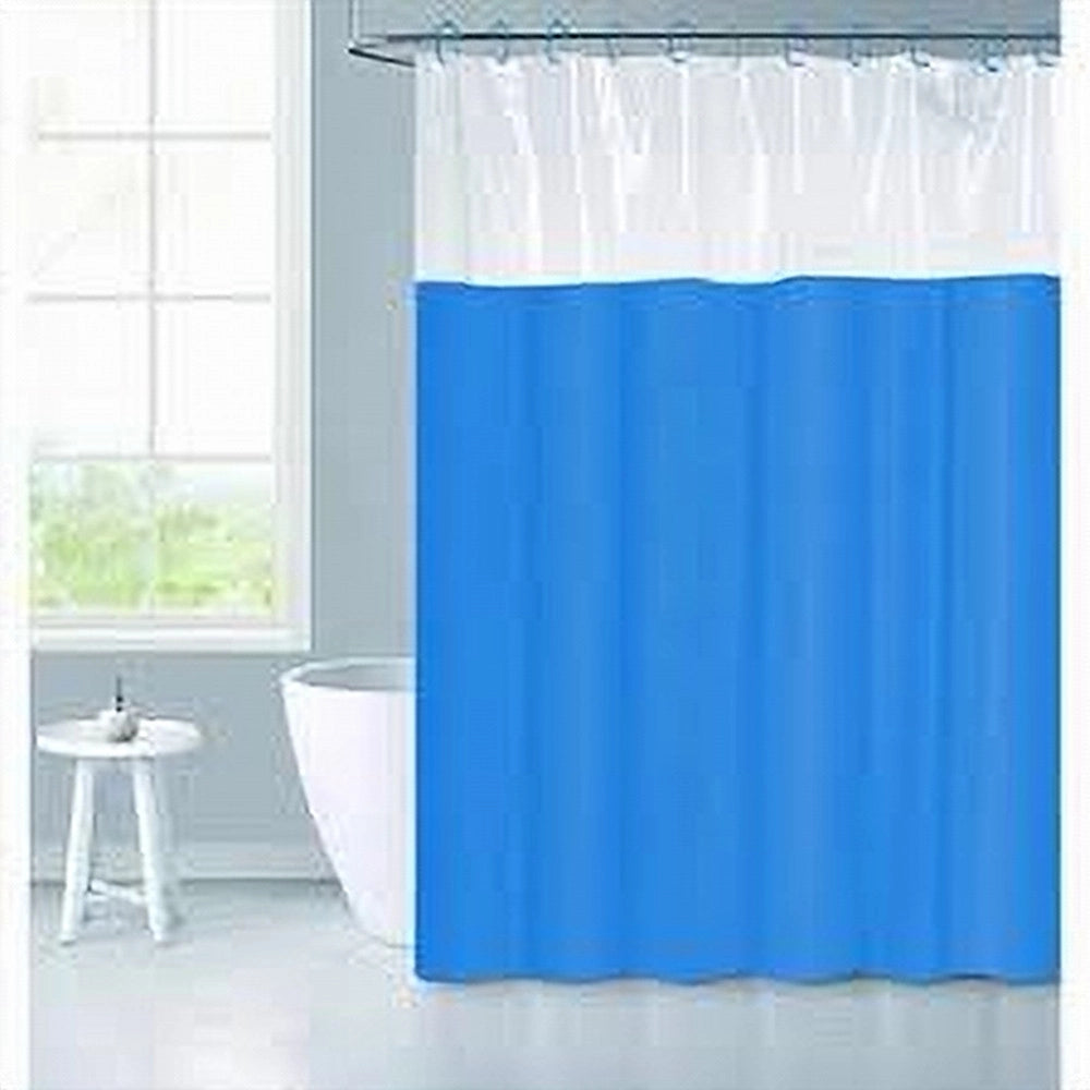 Trade Shop - Tenda Doccia Vasca Bagno Peva Con 12 Ganci 180 X 200cm Trasparente Celeste 69494 -