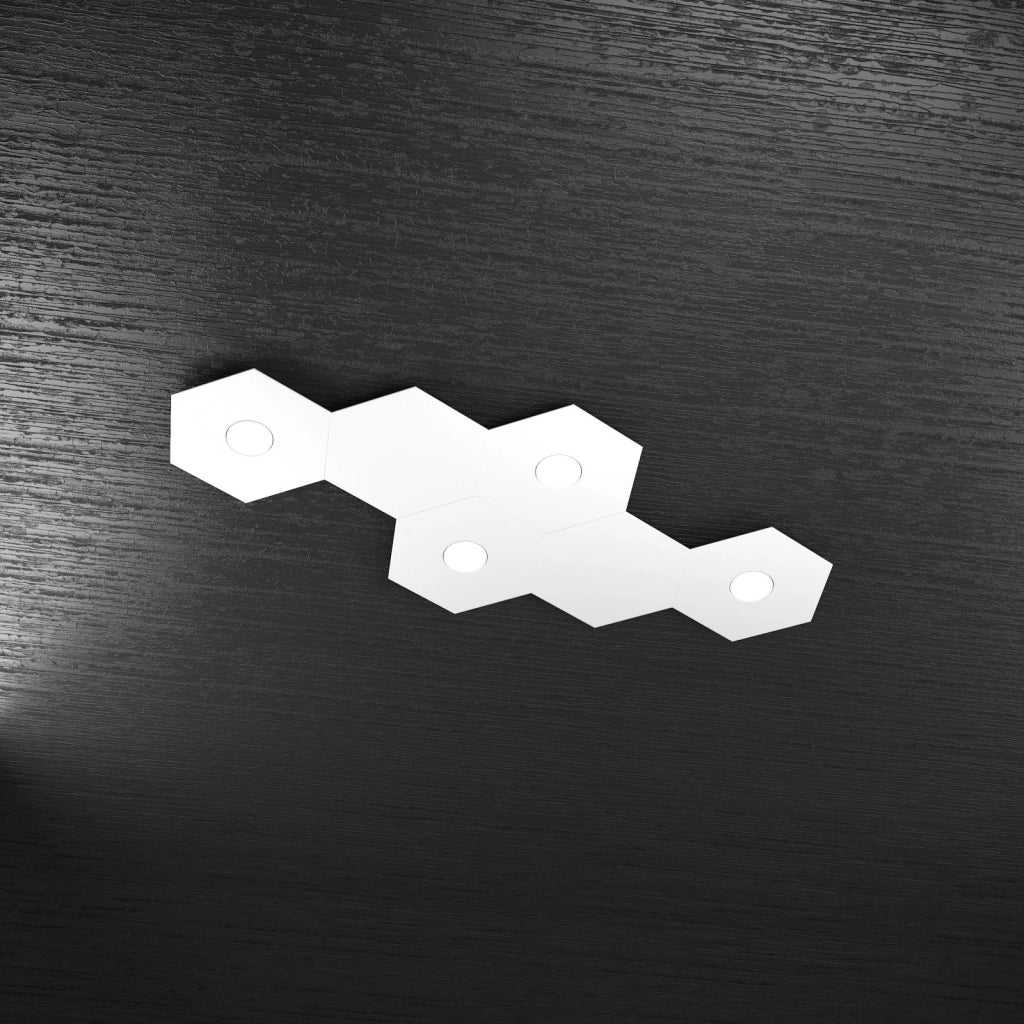 HEXAGON APPLIQUE-PLAFONIERA 4 LUCI + 2 DECORATIVO BIANCO 1142-4L2D-BI