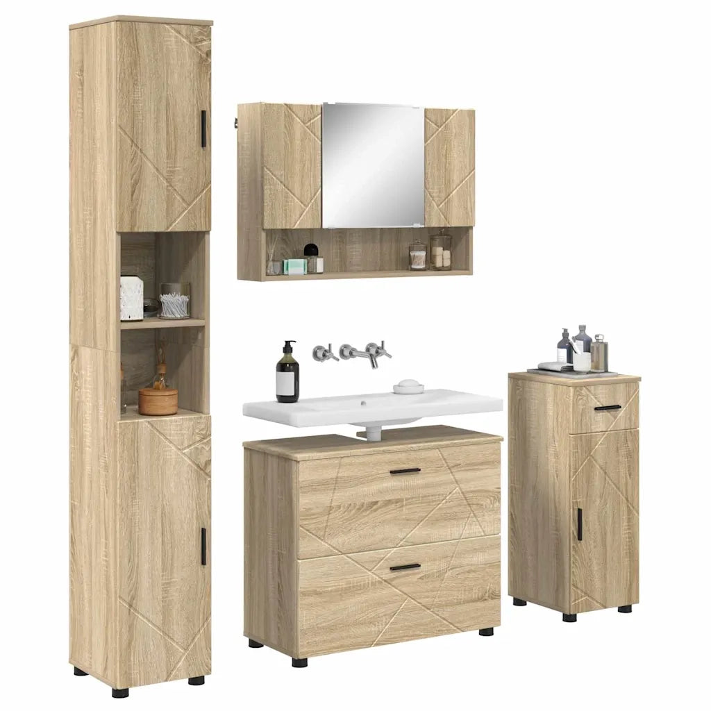 vidaXL Set di mobili per il bagno 5 pcs rovere sonoma 30 x 35 x 192 cm