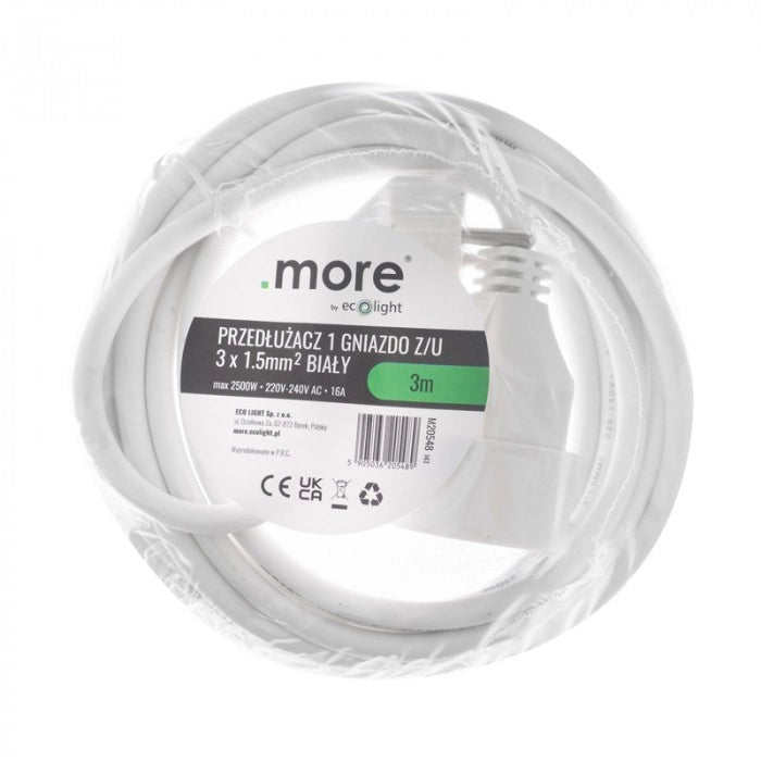 Prolunga elettrica 1 presa 3 m 16A con terra Ecolight