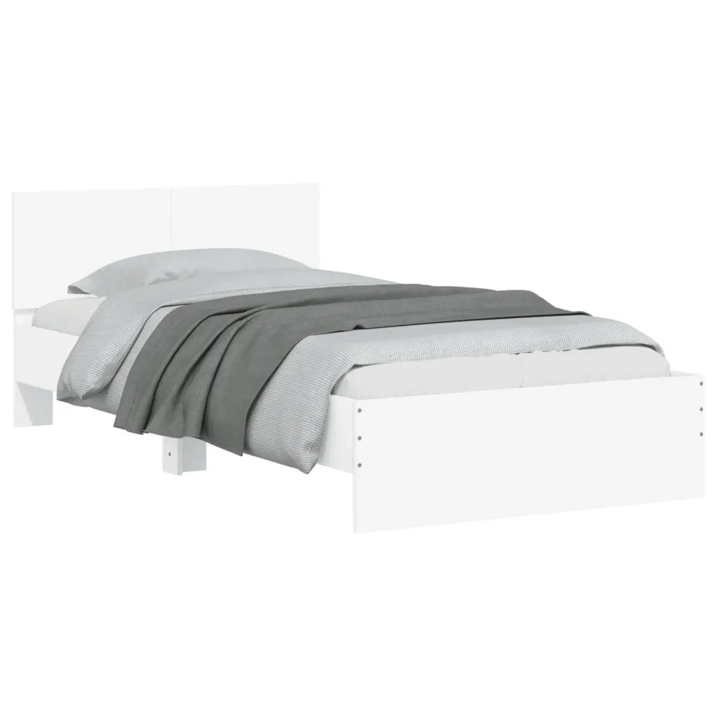 Giroletto con Testiera Bianco 100x200 cm in Legno Multistrato 838617