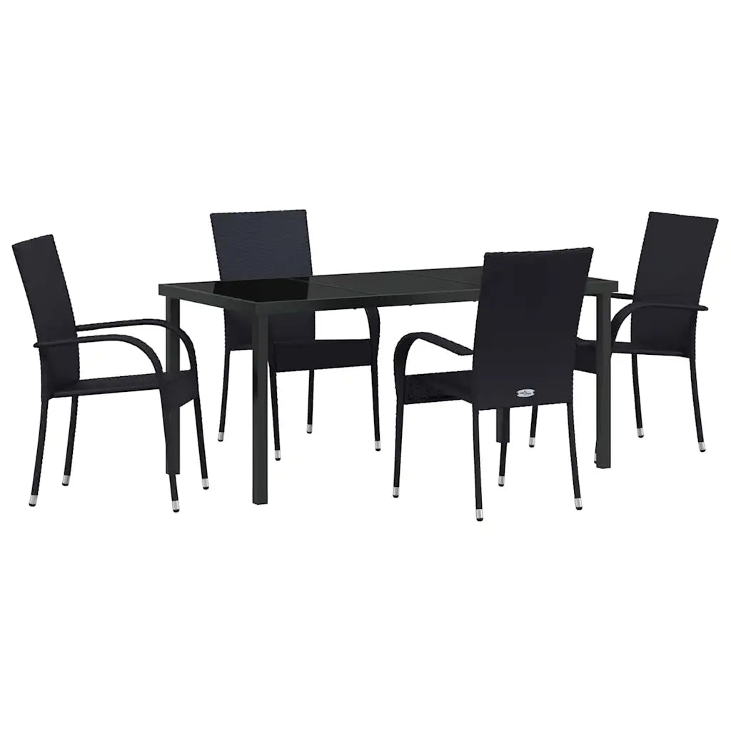 Set da Pranzo per Giardino 5 pcs Nero 3379404