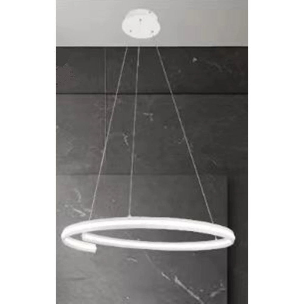 Trade Shop - Lampadario Led Moderno A Semicerchio 100w A Sospensione Luce 6500k 70cm Bianco 33429 -
