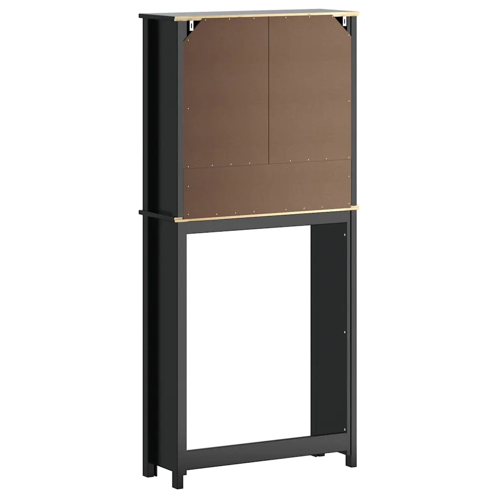 Mobiletto salvaspazio per lavatrice con ampio vano contenitore per il bagno 76 x 27 x 164,5 cm legno massello nero 02_0047342