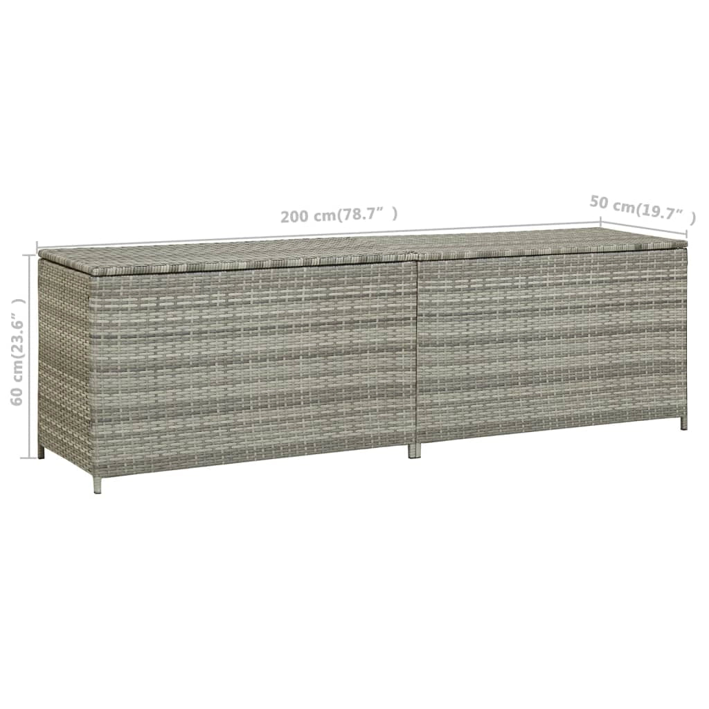 Contenitore da giardino/box in resina intrecciata 200 x 50 x 60 cm grigio 02_0013122
