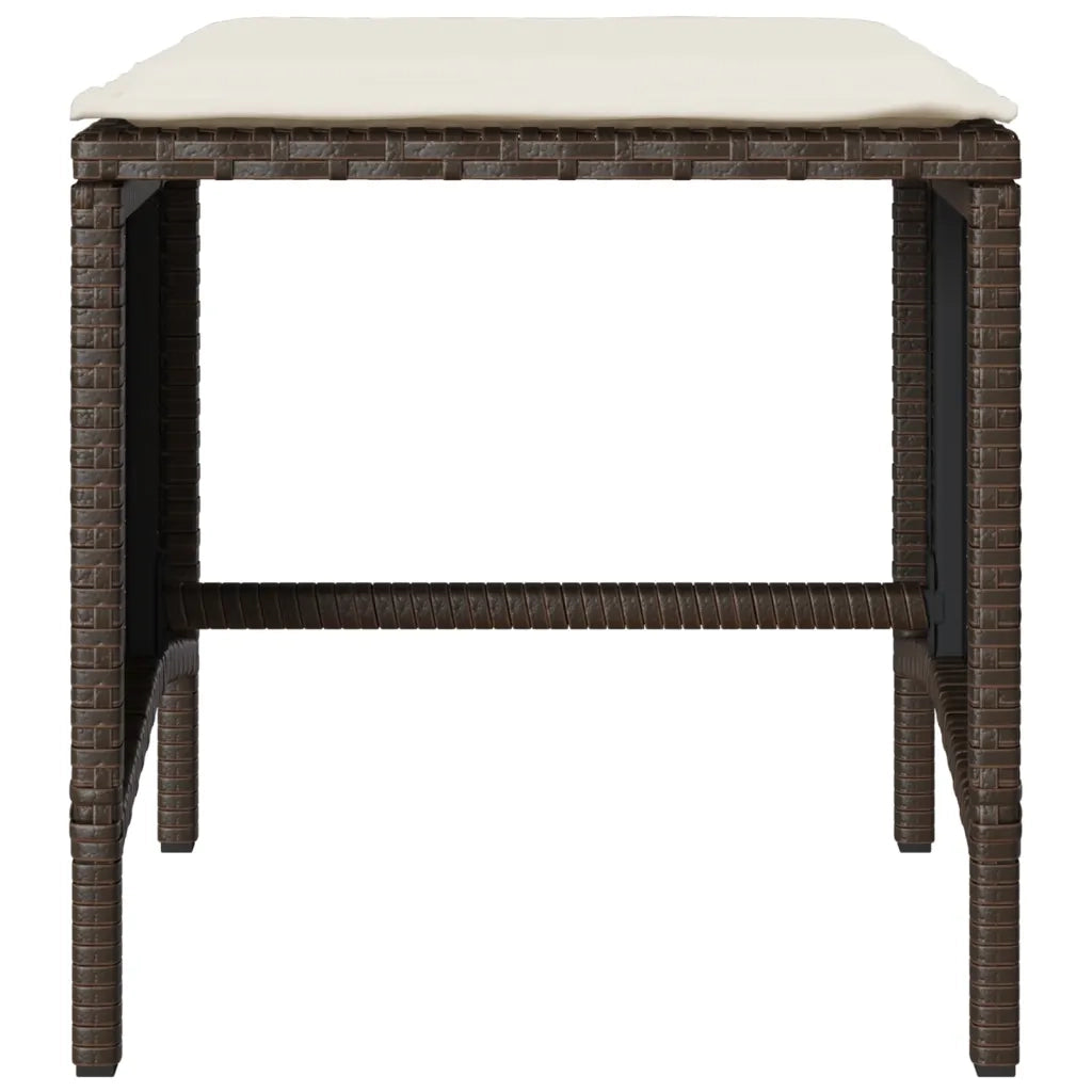 Set Divano da Giardino 4 pz | Set Salotto da Giardino con Cuscini Marrone in Polyrattan