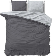 Dekbedovertrek 200x220 cm Antracite/Grigio - morbido e senza stiratura con cuscini con copri cuscino - set da letto a due tonalità