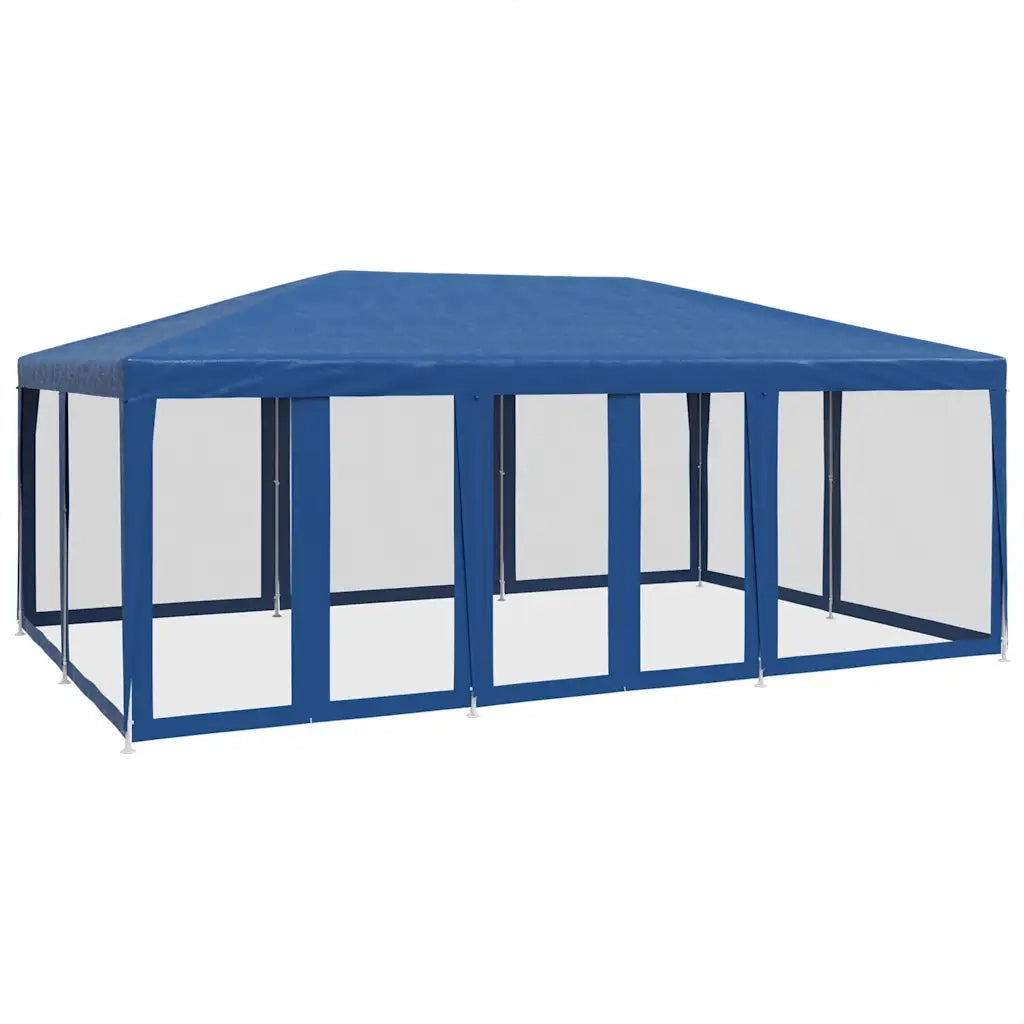 Tenda per Feste con 10 Pareti Laterali in Rete Blu 6x4 m HDPE 4010067