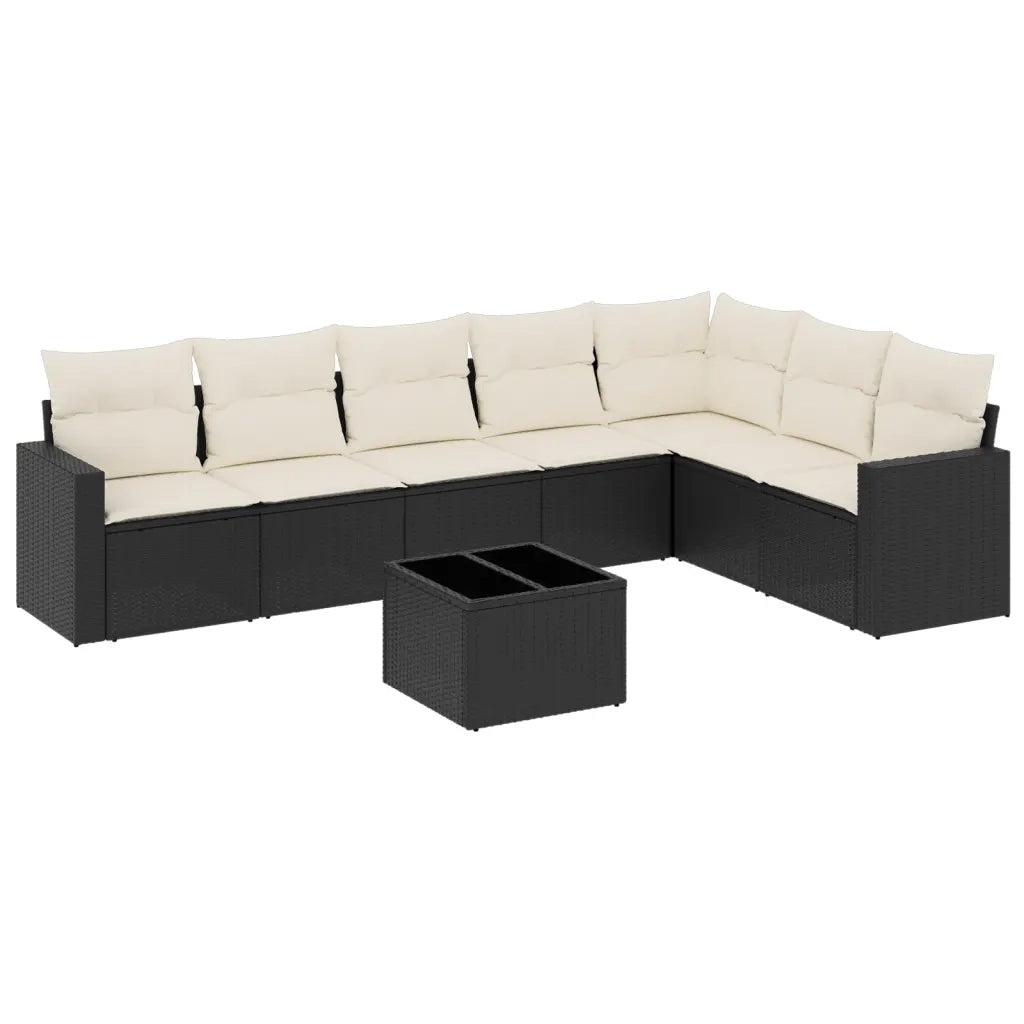 Set Divani da Giardino con Cuscini 8 pz Nero in Polyrattan 3219046