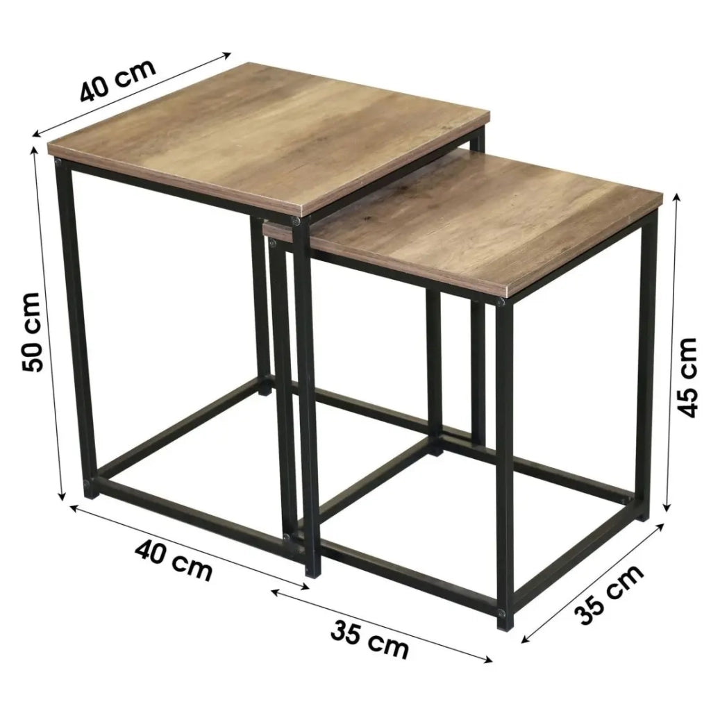 Set di 2 tavolini JAYCE a incastro – Quadrati – Stile rustico – 40x40 e 35x35 cm