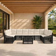 Set Divano da Giardino 11 pz Nero polyrattan 3436117