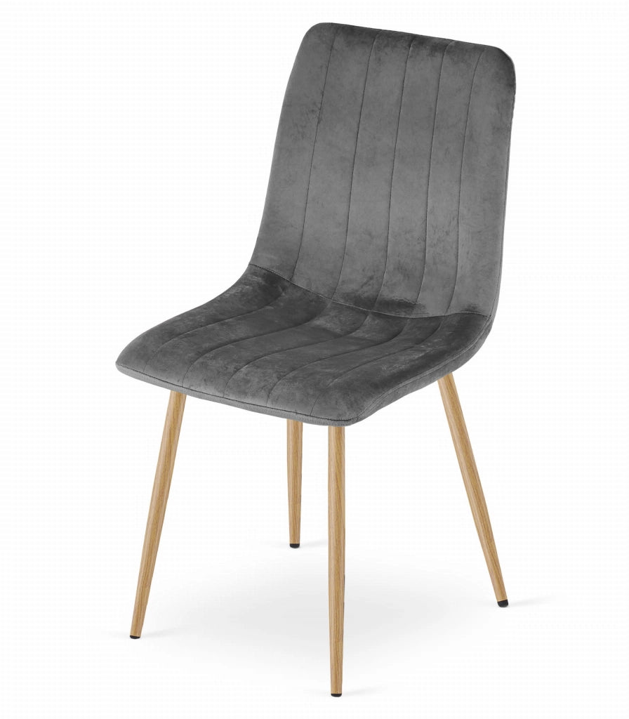 Sedia VALORA JEWA - Velluto grigio scuro con gambe in legno x 4
