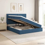 Letto con contenitore e materasso Blu 140 x 200 cm Tessuto 3459575