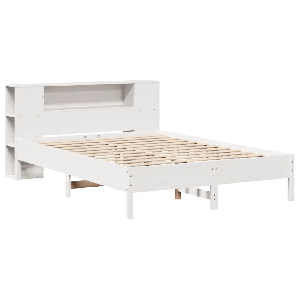 Letto Libreria senza Materasso Bianco 150x200 cm Legno di Pino 3322829