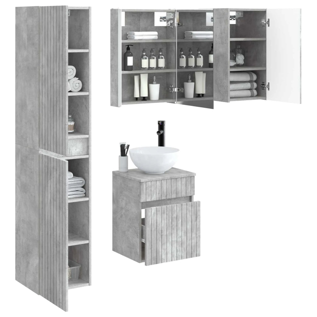 Set di Armadi da Bagno 5 pcs Grigio Cemento 43 x 11,5 x 60,5 cm 3407354